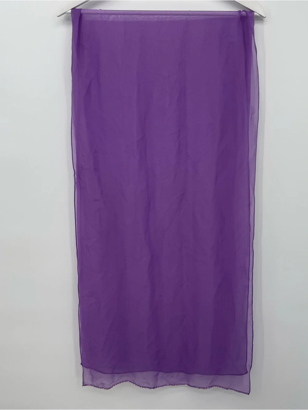 Unbranded Purple Chiffon Scarf Shawl Beaded Long Accessory Overlay